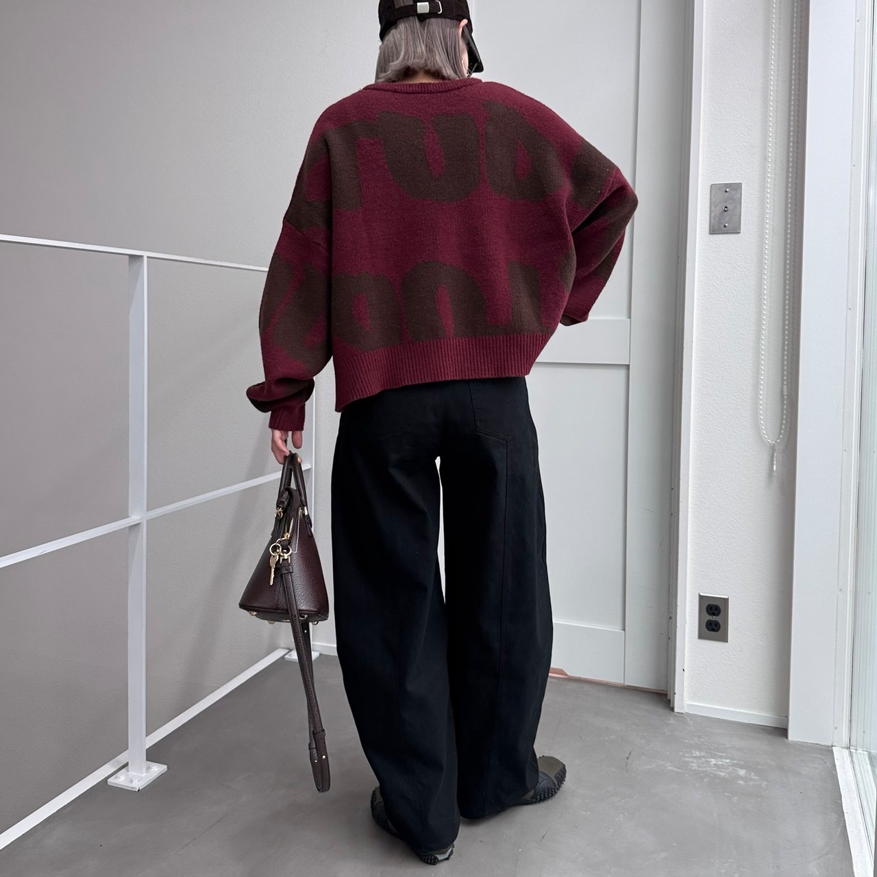 フルロゴWフェイスニットPO/バーガンディ