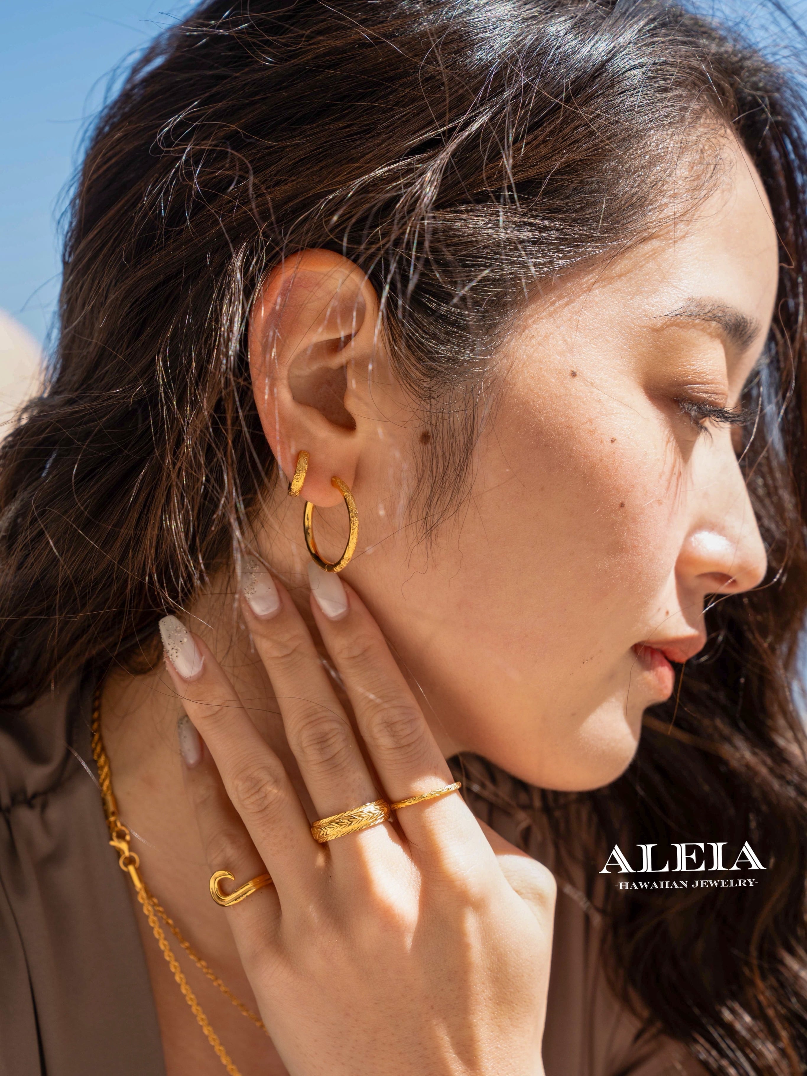 片耳販売》Hawaiian hoop pierce (小) 316L] ハワイアンジュエリー