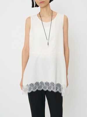 ヘムレースサテンタンク｜オフホワイト｜CHIGNON