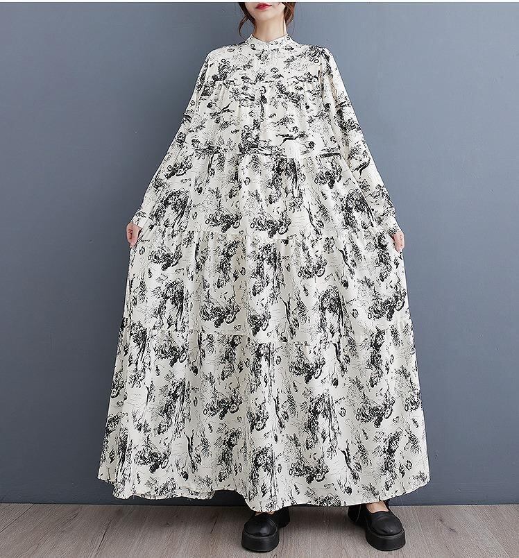 大きいサイズ レディース ロング ワンピース 春 秋冬 新品 長袖