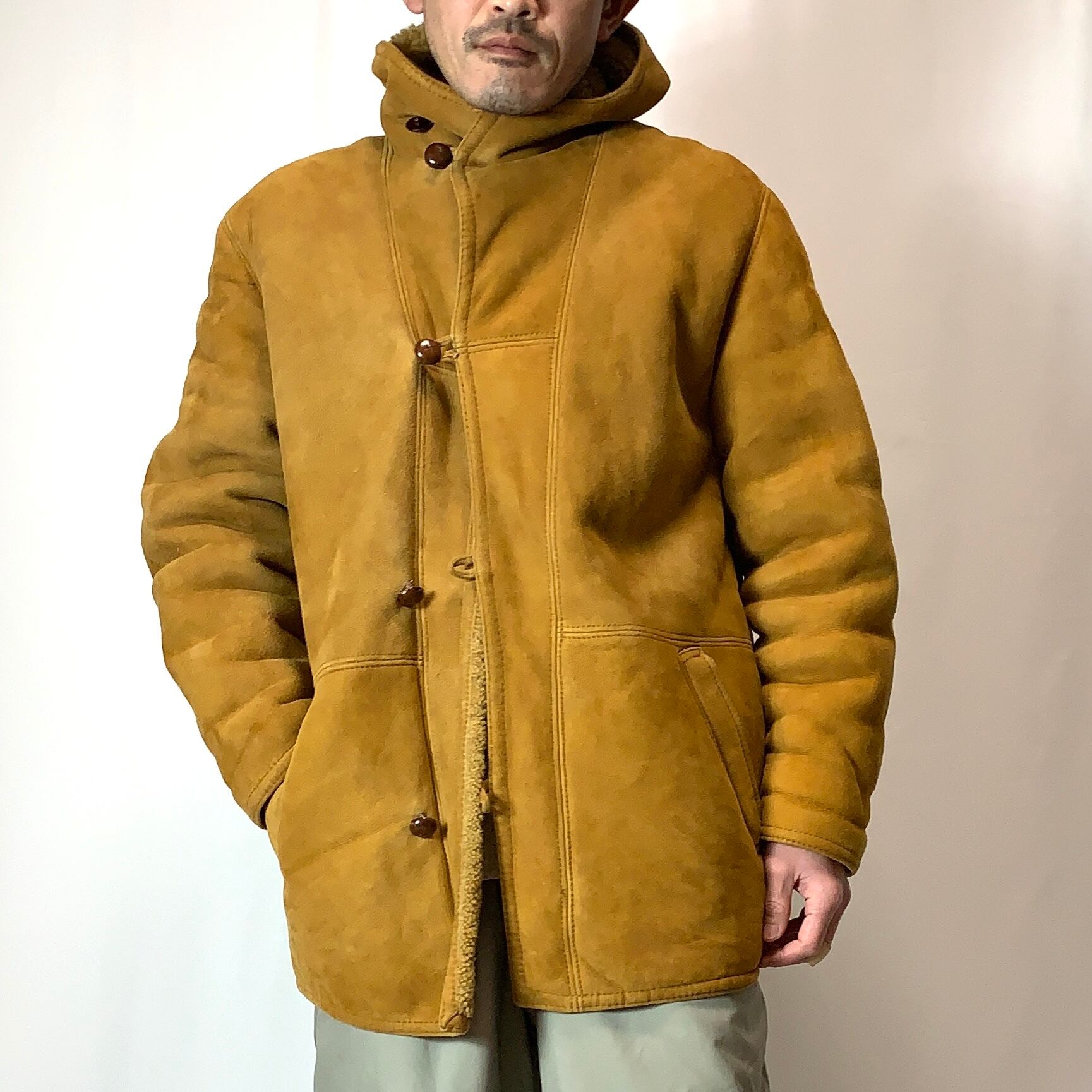 vintage old RUFFO mouton jacket with hood ルッフォ フード付き