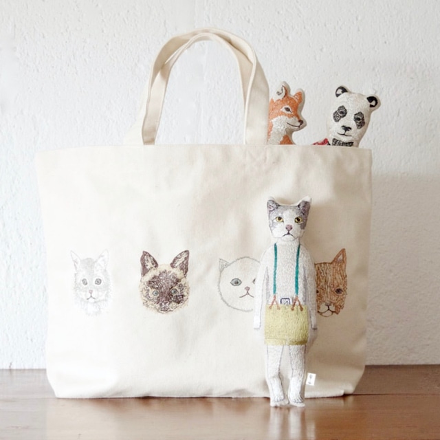 《moncoeur限定復刻(別注) 》CORAL&TUSK [Cats Tote Bag] 猫8匹モチーフキャンバストートバッグ (コーラル・アンド・タスク)