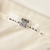 90s GOLF BALENCIAGA バレンシアガ 刺繍デザイン 長袖 ポロシャツ LL/ホワイト レディース ゴルフ ビンテージ