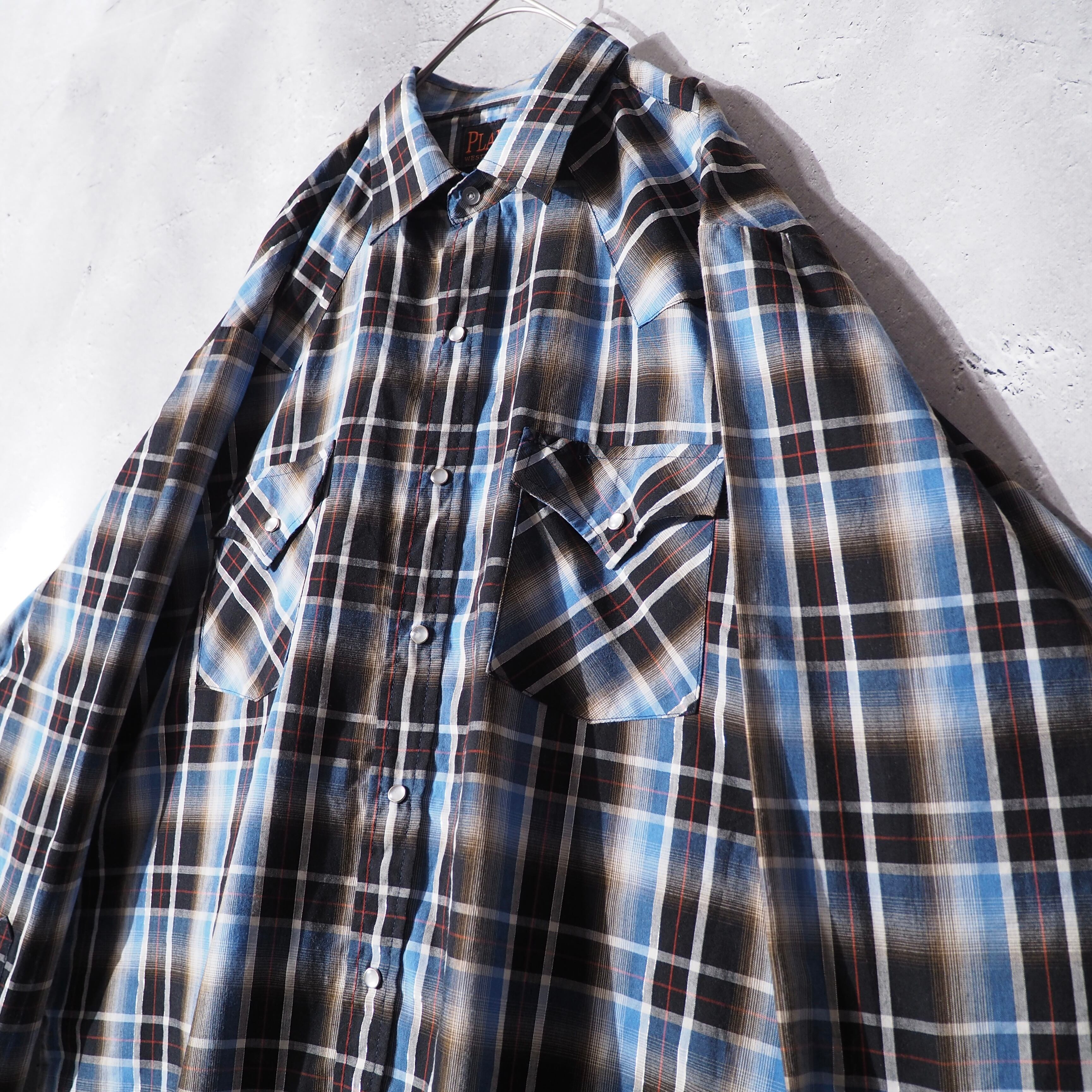 1990s ” Plains ” cold check pattern design loose silhouette vintage western shirt