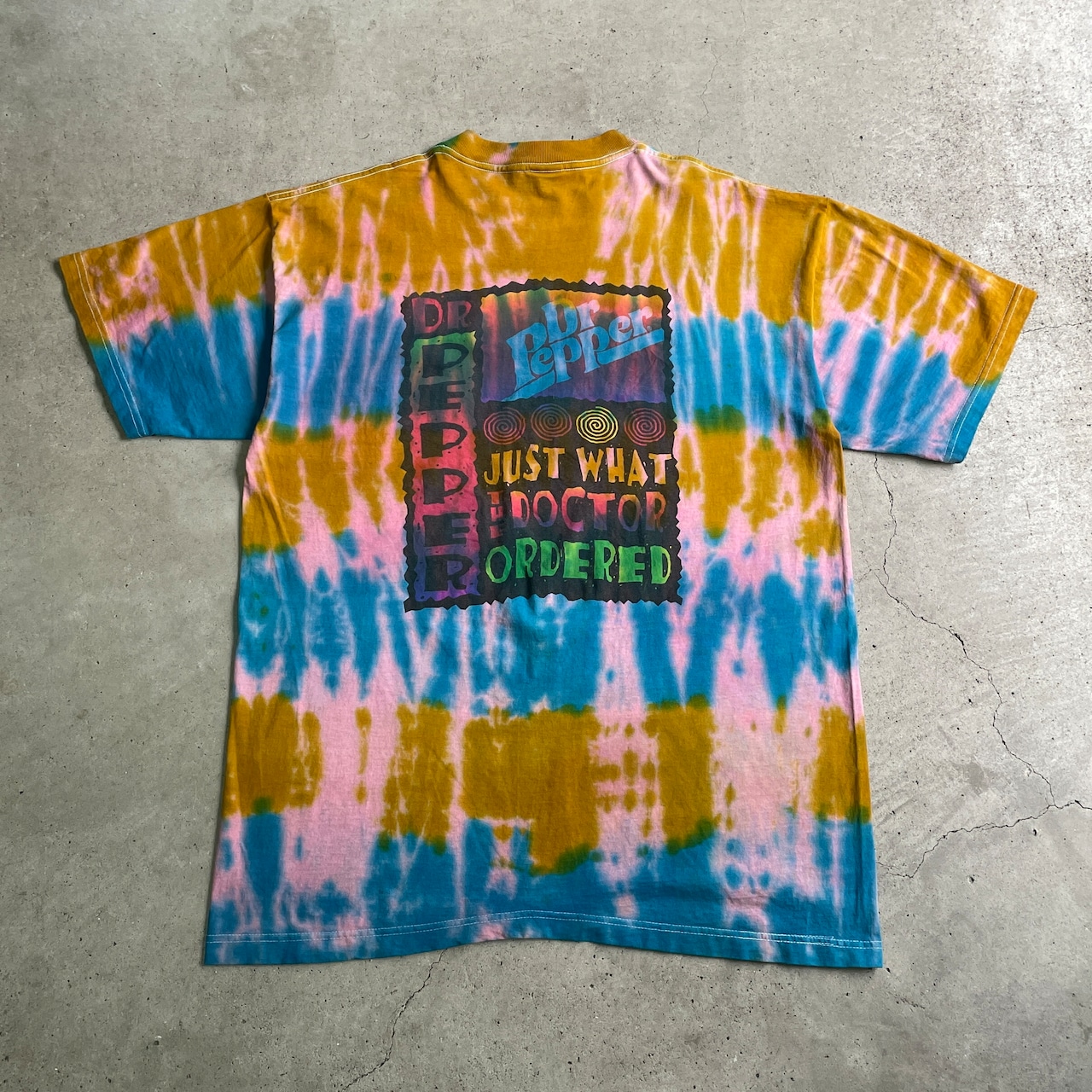 90年代 Dr Pepper ドクターペッパー 企業ロゴ タイダイTシャツ メンズ 