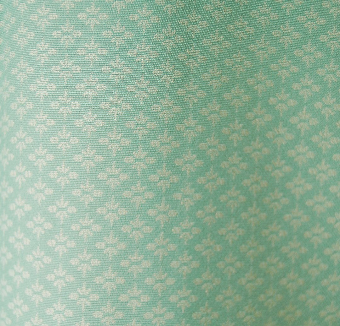 【単衣】 ゆとりサイズ ターコイズ色 五百機小紋 縫いの一つ紋