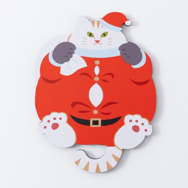 【クリスマス限定】腹見せサンタ|猫雑貨・木製コースター・ウッドプレート