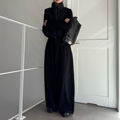 【受注予約1週間】Stand collar wave padded short vest/black