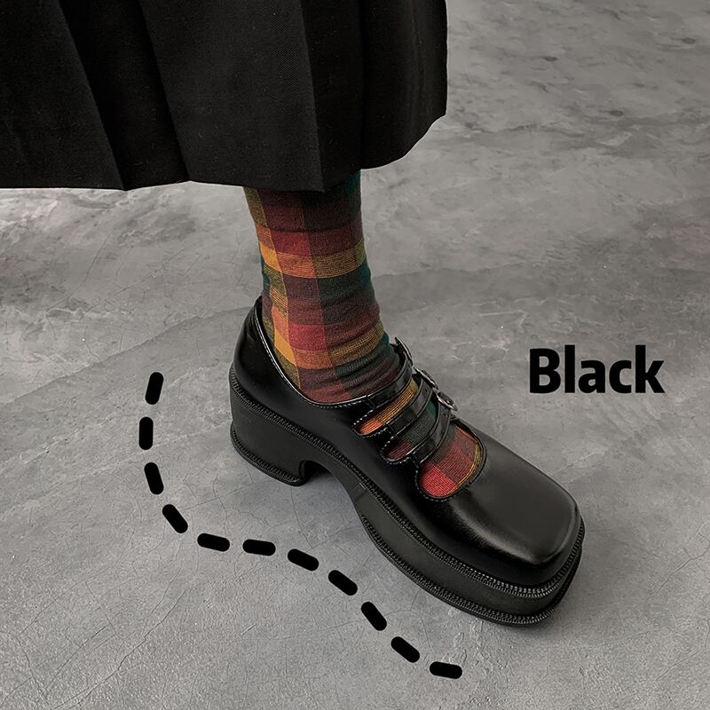 レザースプリングシングルスタイル 靴 シューズ 春物 スクウェア フェイクシューズ41372782933