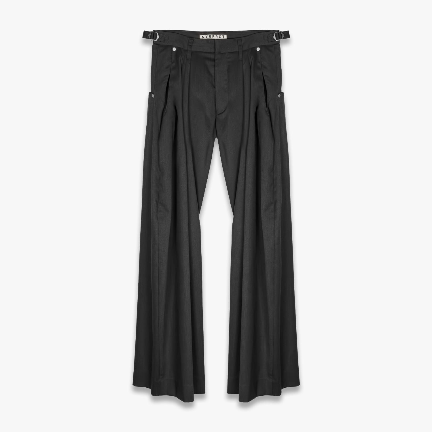 NVRFRGT 26SS 2TUCKED CURVED LEG TROUSERS (BLACK)