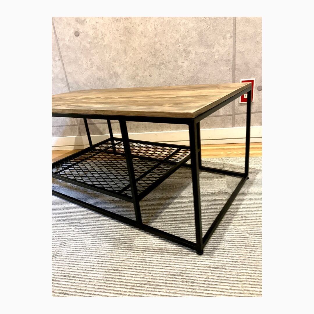 鉄脚 インダストリアル ガレージテーブル コーヒーテーブル 天然木