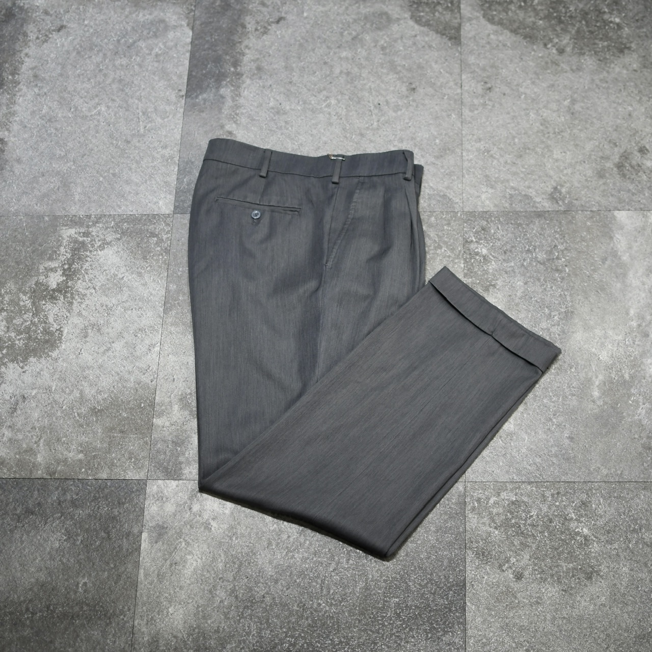 Geoffrey Beene 杢調 drape silhouette gray slacks