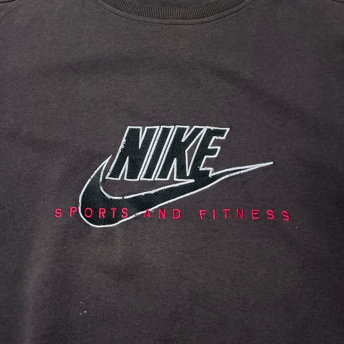 90年代 NIKE ナイキ スウェットシャツ モックネック ロゴ刺繍 銀タグ 