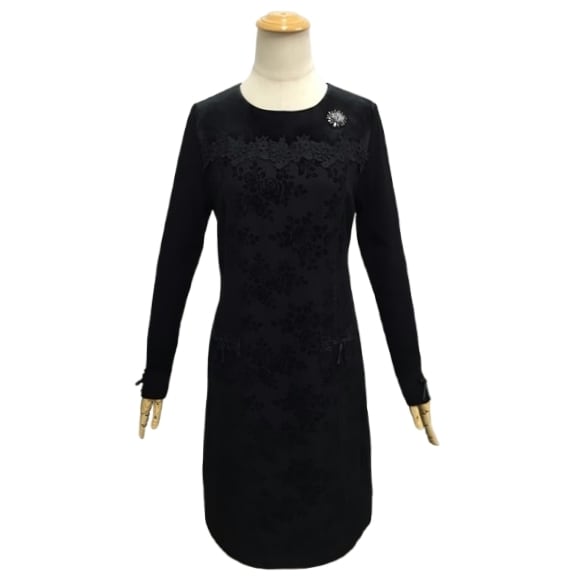 新品】スーパービューティーフロッキープリントベロア切替ワンピース44