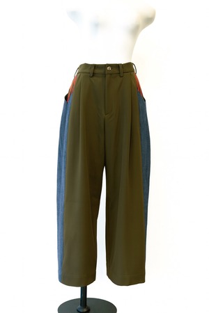 【Nora Lily】Denim Combo pants/  khaki ×indigo
