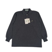 新品 タグ付き Crocodile クロコダイル ワンポイント刺繍 鹿子 長袖 ポロシャツ M/ダークグレー系 メンズ