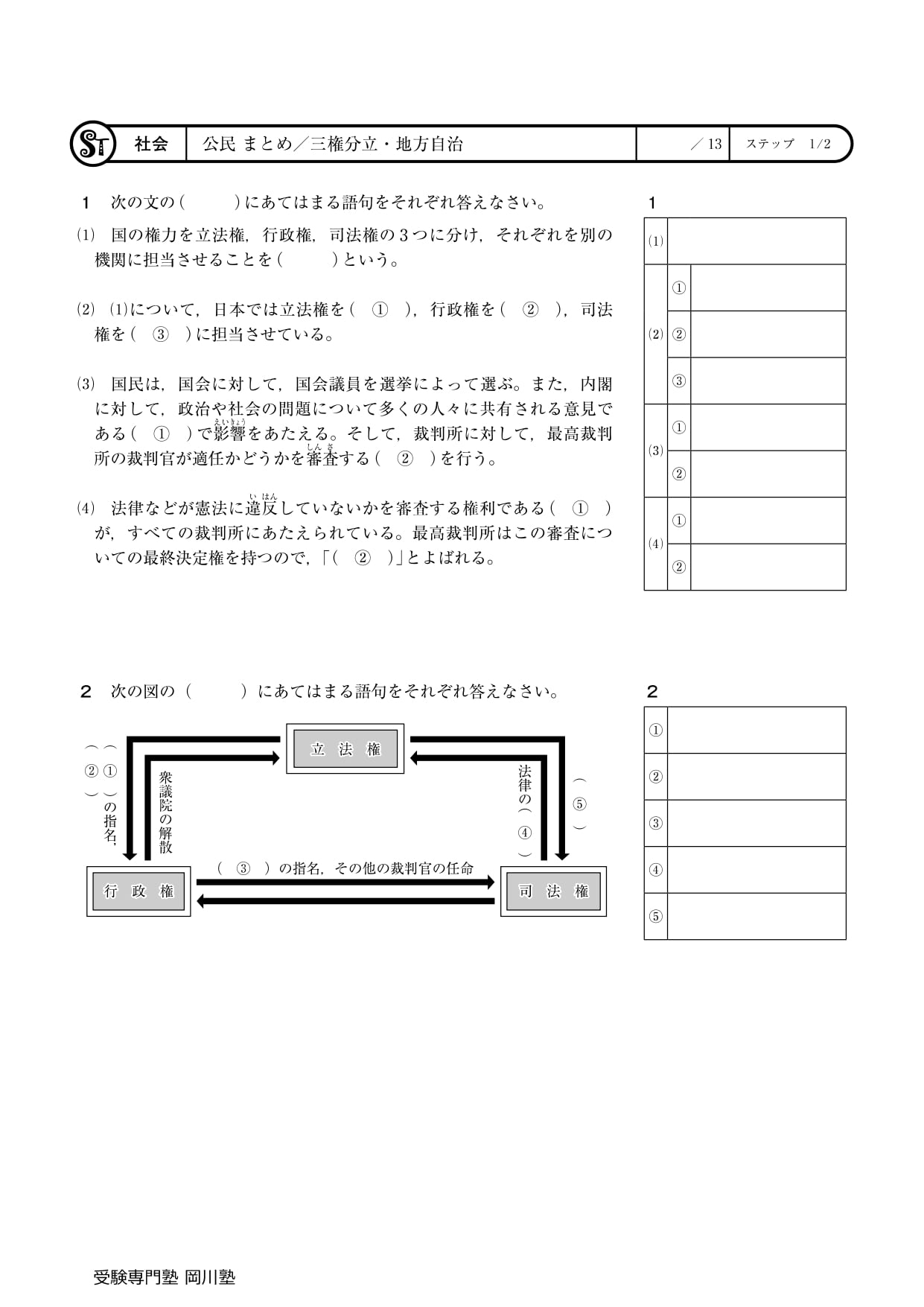 診断テスト・香川県公立高校入試専用】分野別問題集「社会公民