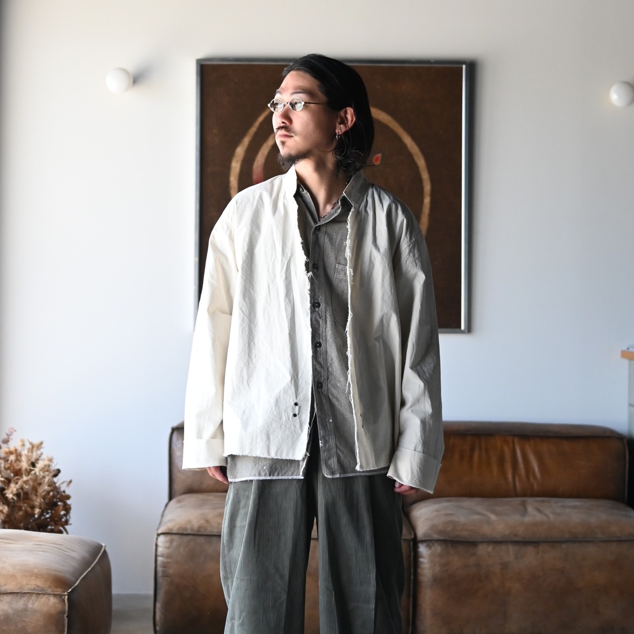 LEH(レー)コーデュロイラップワイドスラックスコーディネート②