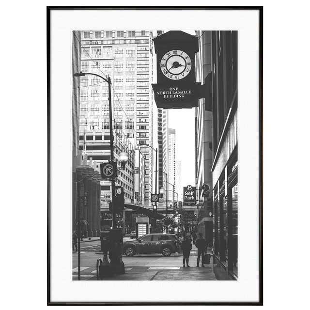 アメリカ写真 シカゴの街並み インテリア モノクロアートポスター額装 AS3315