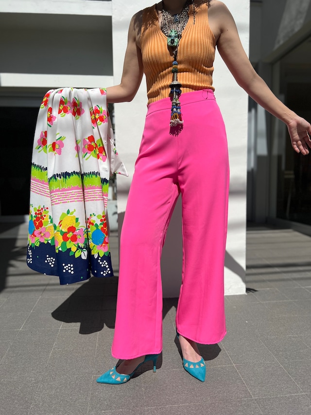 70s style Neon pink simple pants ( ネオン ピンク シンプル パンツ )
