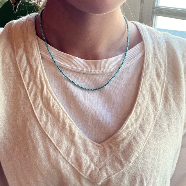 TOPANGA Jewelry　ミニジェムネックレス　ターコイズ　ブルー　チョーカー　ナチュラルストーン　天然石　パワーストーン　ペンダント　ギフト　Turquoise