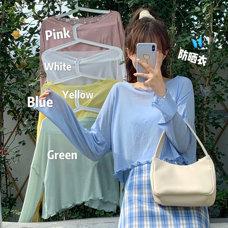 サマールーズラウンドネックプルオーバー ブラウス カラーシャツ 長袖スリーブTシャツ ロング 夏物 Oネック 萌量不足15588693357