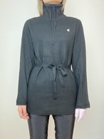 【即納】防風裏地ウエストリボンポイントニット（Brown / Black）