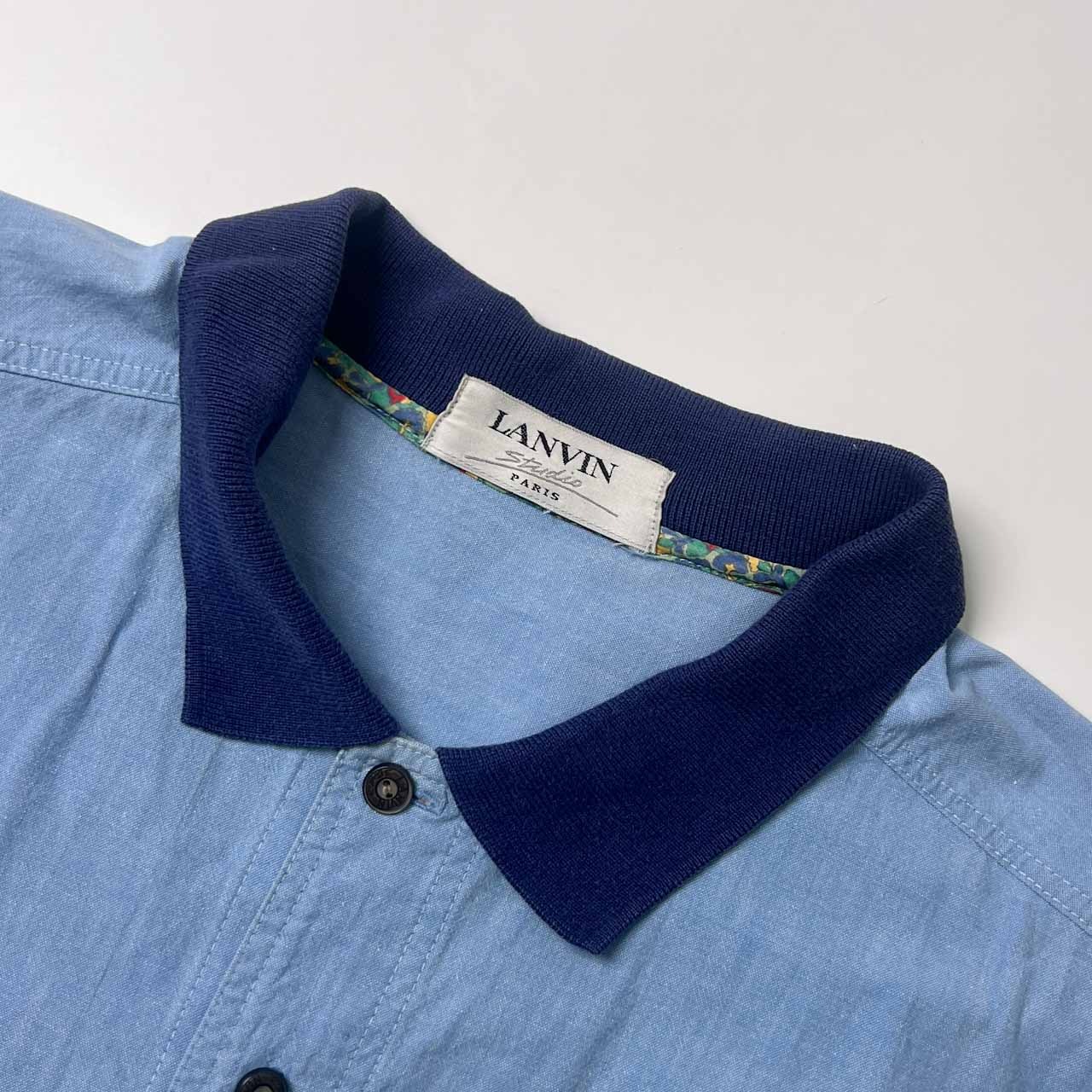 LANVIN studio ランバン ハーフボタン 半袖シャツ/インディゴ メンズ