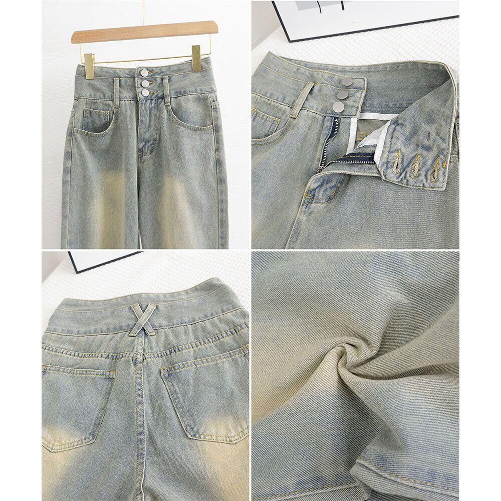 デニム パンツ レディース 韓国 ストレート ジーンズ 大人 カジュアル おしゃれ ストリート ハイウエスト シンプル 大人可愛い 大人女子