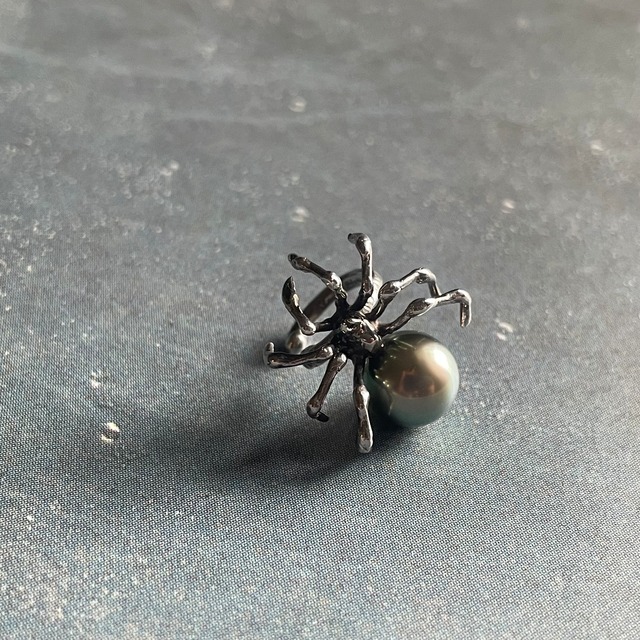 Spider Ear Cuff - South Sea Pearl GY  /  蜘蛛のイヤーカフ- 南洋真珠 グレー