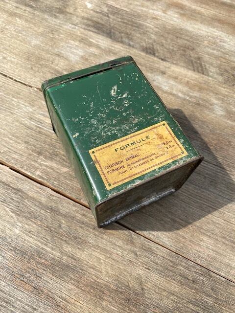 ブリキ缶 アンティーク ヴィンテージ フランス 雑貨 輸入雑貨 グリーン