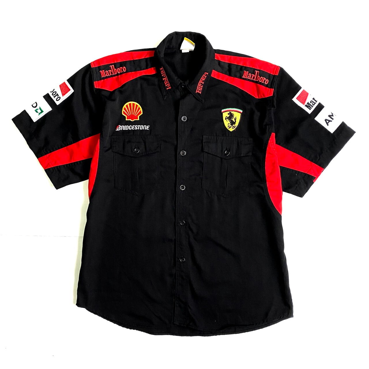 フェラーリ Ferrari レーシング ワッペン 刺繍 半袖 コットン シャツ 
