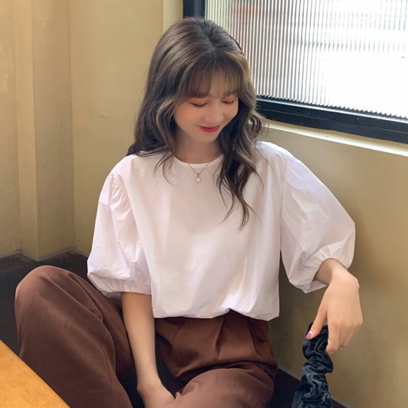 2020年夏新バージョンのフレンチパフスリーブルーズホワイト半袖シャツ女性デザインセンスニッチトップス 1号婦人24672581137