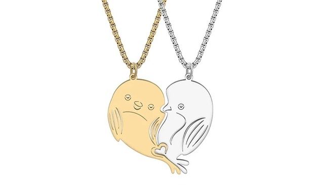 □とり♪ペアネックレス☆シルバ－＆ゴールド☆ステンレス☆動物 