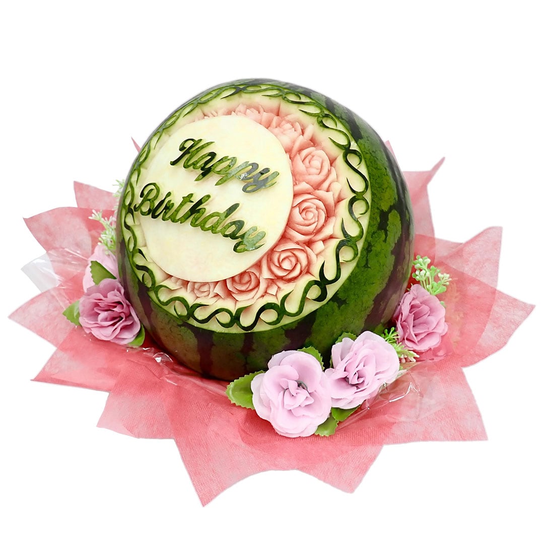 スイカカービングギフト(Happy Birthday) 手造り フルーツ スイカカービングギフト(Happy Birthday) 手造り フルーツ
