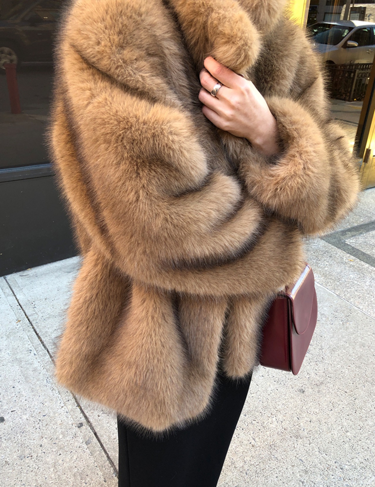 【新作5％OFF・3日間】Premium Eco-Fur Half Coat_onecolor