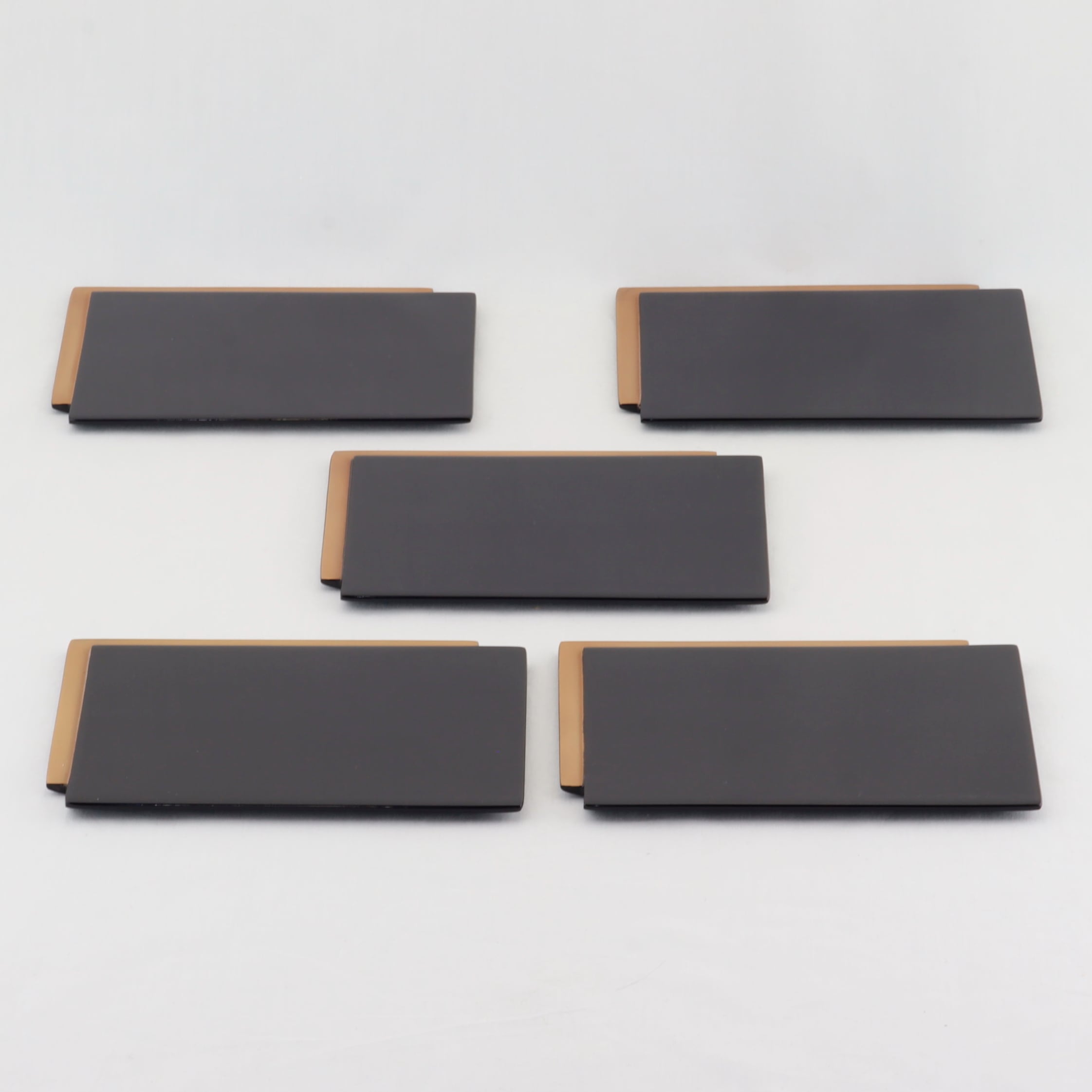 1505 輪島塗 銘々皿／色紙形／総黒塗／金縁蒔絵／五枚組 | 輪島塗 加藤