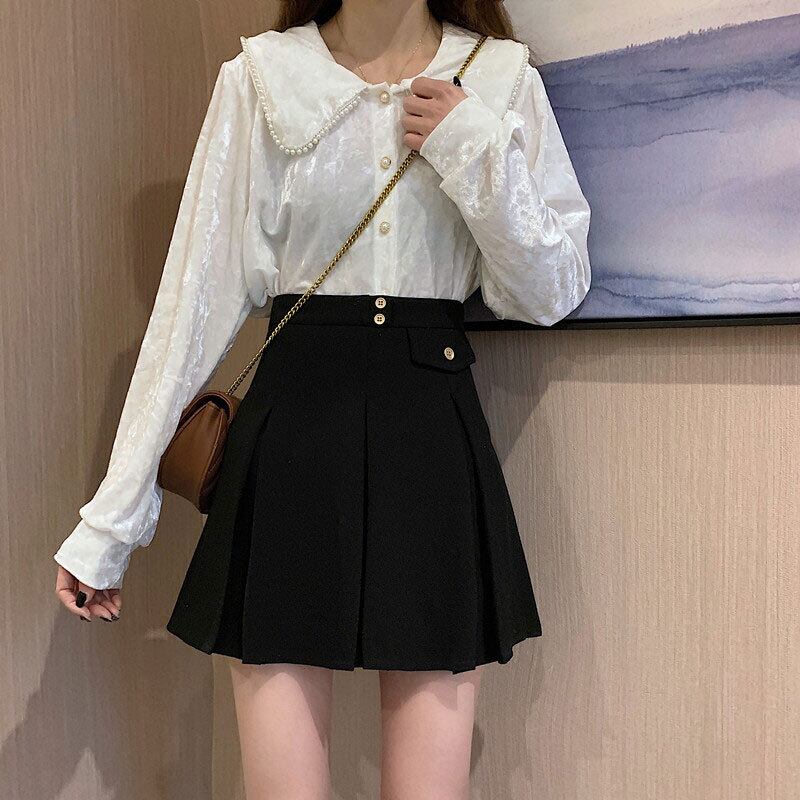 ポケットスカート スプリングハイウェストウェストスリムショートAライン 春物 萌量不足29304652581