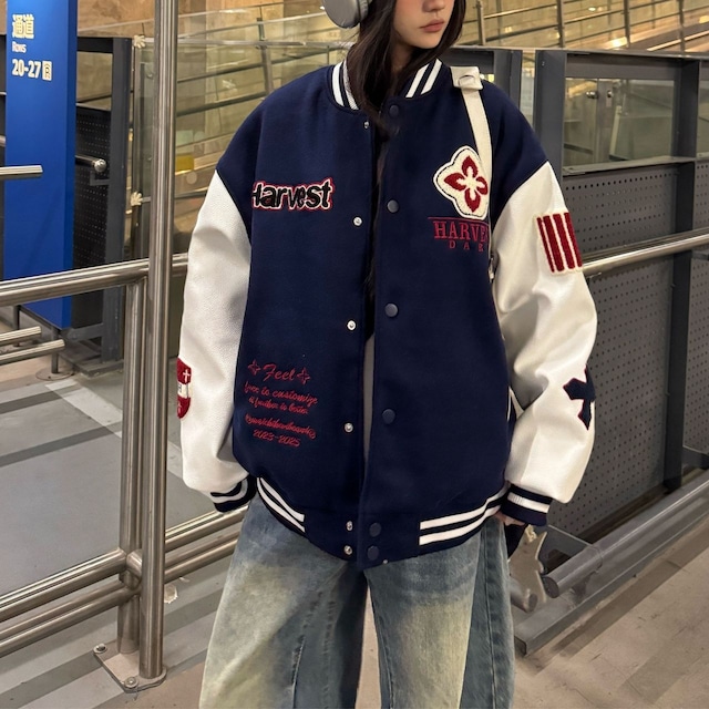 フラワーワッペンロゴバーシスタジャン 3col R00769