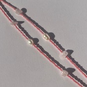 ［3色展開] 天然石 × パール ビーズネックレス ［SSN045］