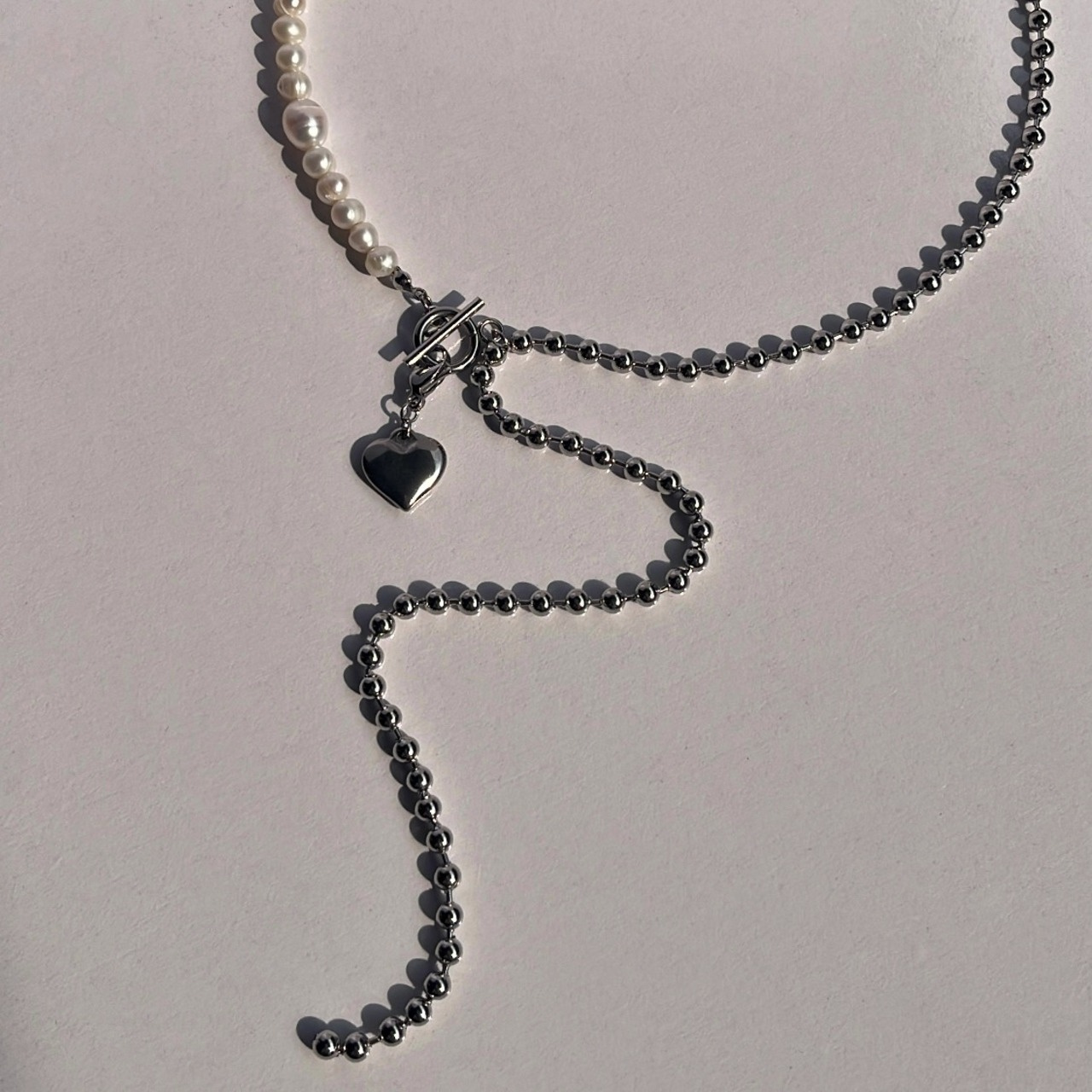 淡水パール ×ボールチェーン 2wayネックレス ［SSN031］