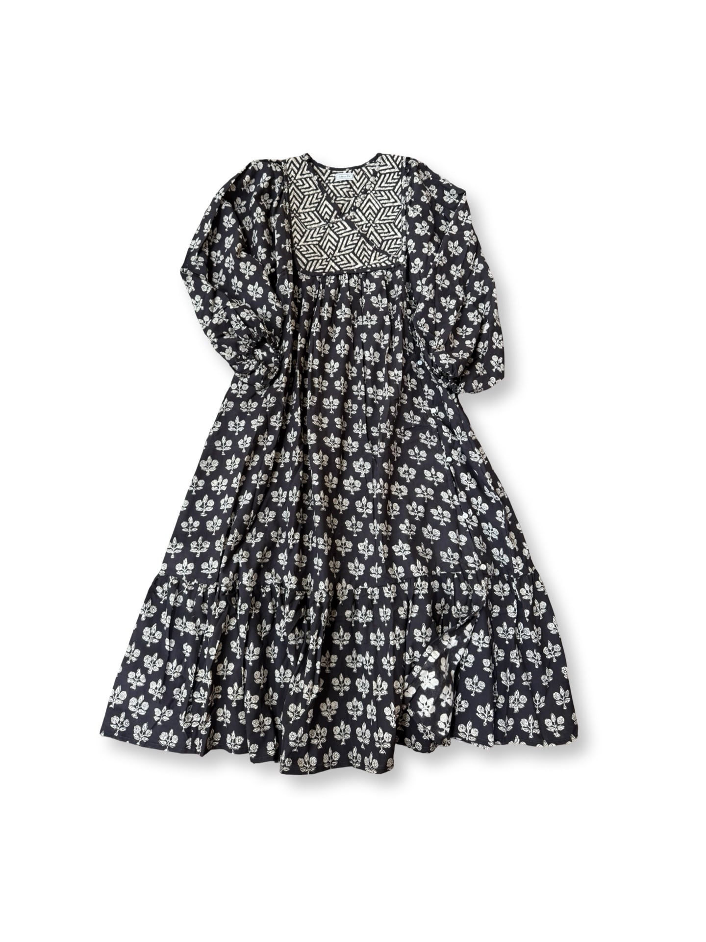 saruche 前開きミニボタンキルティングワンピース Black