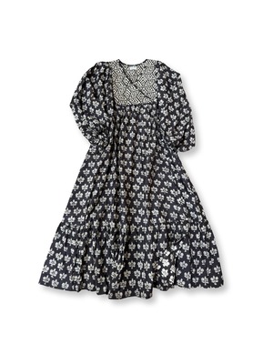 saruche 前開きミニボタンキルティングワンピース Black