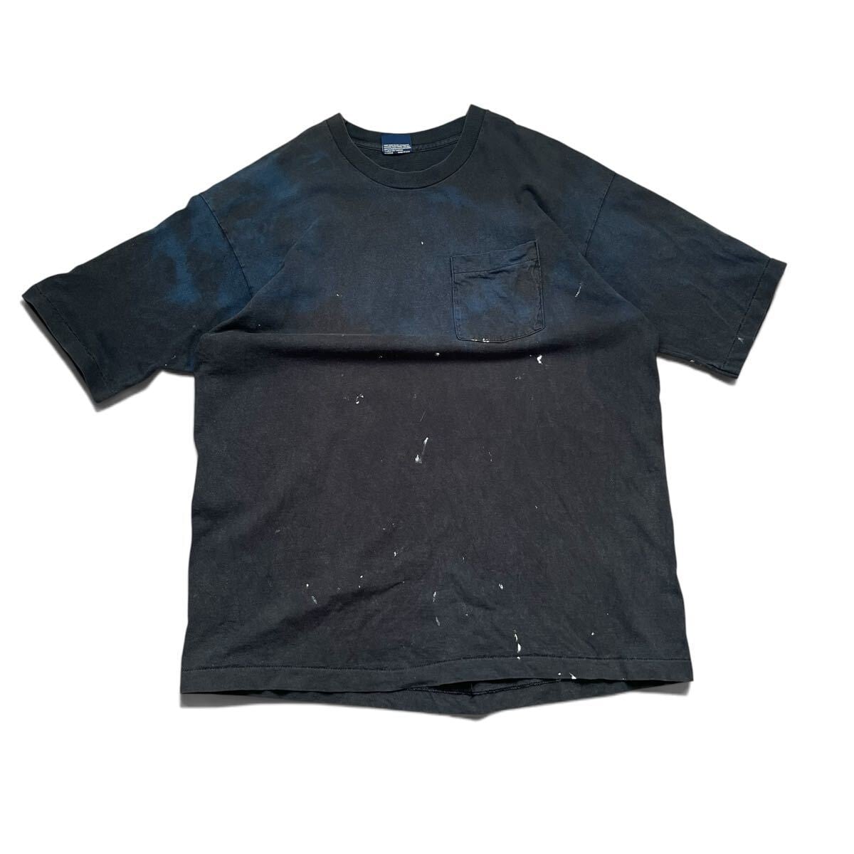 80s USA製 Hanes 無地T フェードブラック シングルステッチ. L】80s USA製 Hanes BEEFY-T 無地 ブラック Tシャツ シングルステッチ