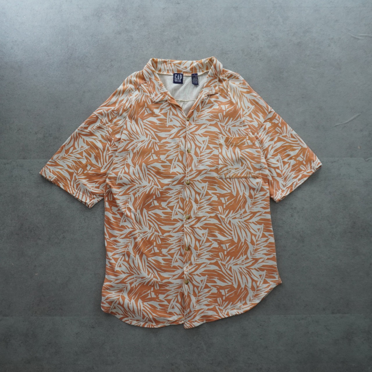90s GAP Botanical Tropical Print Cotton Jersey Open Collar Shirt [L] 古着 - 1