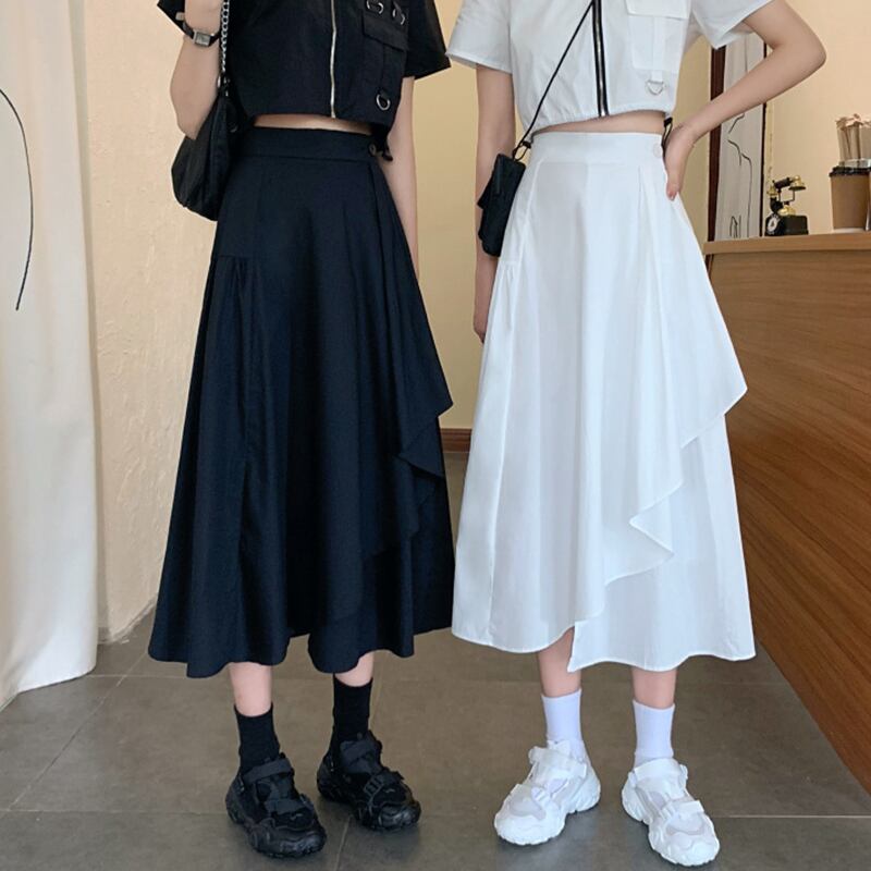 オータムAラインスカート ハイウェスト薄手ソリッド カラー 秋物 ソリッドカラー 萌量不足51744969954