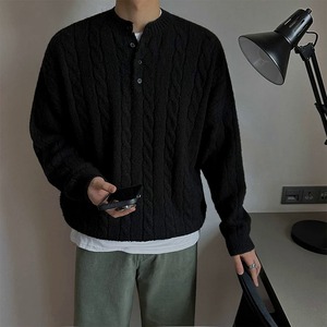 ヘンリーネックケーブルニット　1278
