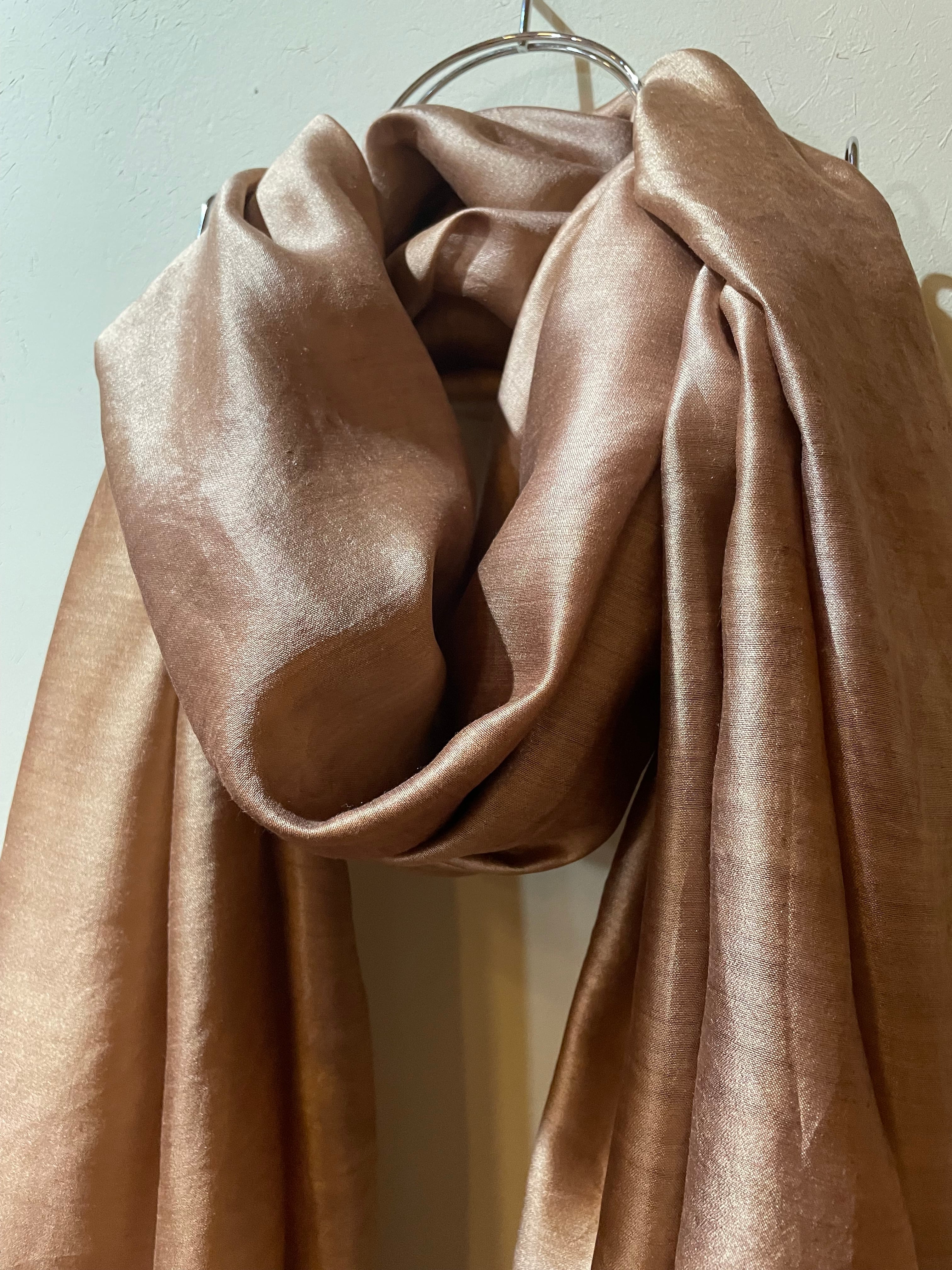 茜染 エリシルクストール シルク100% ワイルドシルク 染めムラあり