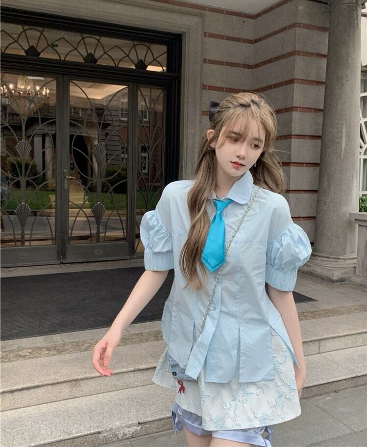 シャツ スリーブサマーブルートップス 夏物 ブラックストロベリース88140306744