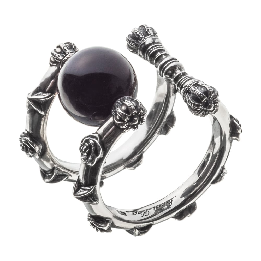 オニキスローズスターイヤーカフ AKE0130 片耳用 Onyx Rose Star Ear Cuff (Single) シルバーアクセサリー Silver jewelry